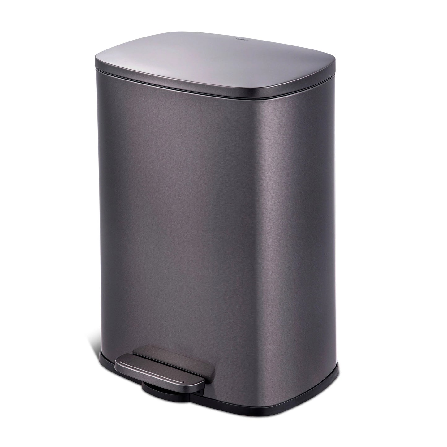 Qualiazero 13.2 Gal Stainless Steel Step on Kitchen Trash Can, Black