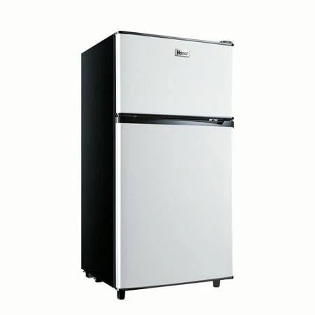 Wanai 3.5 Cu ft Two Door Mini Fridge with Freezer, Silvery