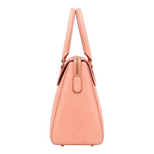 Bagrax Elegant Peach Leather Handbag Structured Top Handle