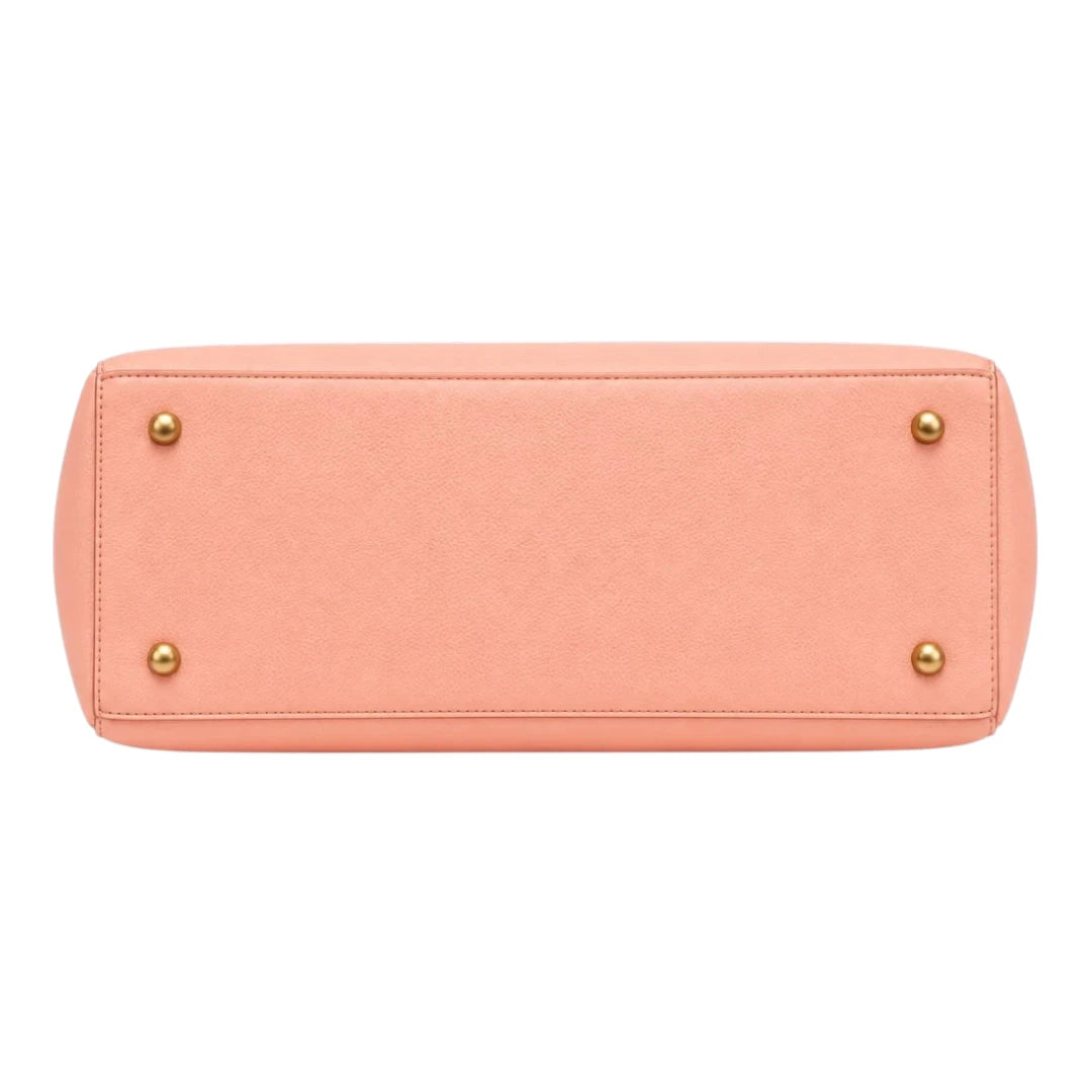 Bagrax Elegant Peach Leather Handbag Structured Top Handle