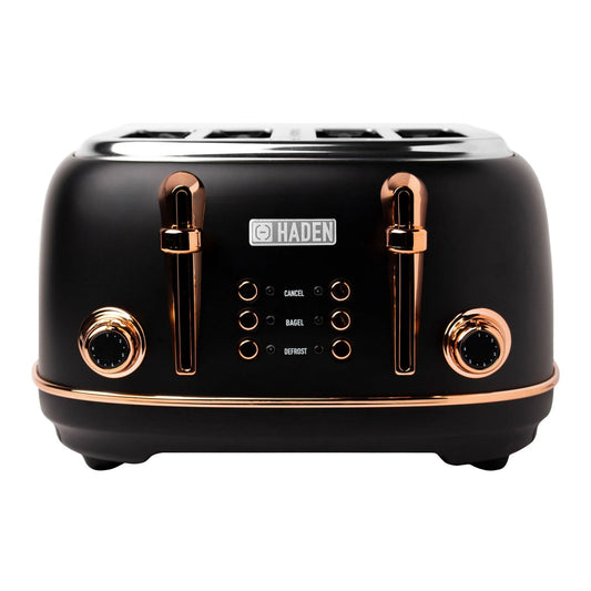 Haden Heritage 4-Slice Wide Slot Toaster ,Black/Copper