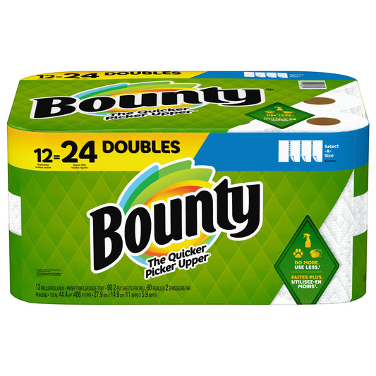 Bounty Select-A-Size Paper Towels | 12 Double Rolls | White
