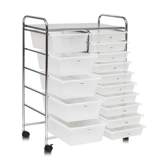 15 Drawers Rolling Storage Cart Organizer-Clear