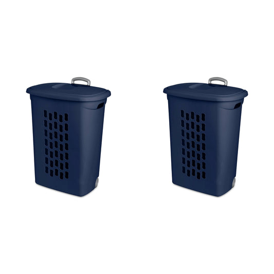 Sterilite Ultra Wheeled Hamper Plastic, Blue Cove, Set of 2, Size: 21 Large x 13 3/4 W x 28 3/8 H