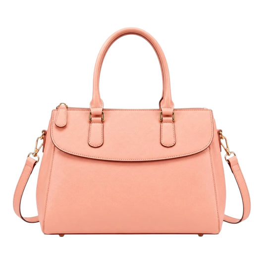 Bagrax Elegant Peach Leather Handbag Structured Top Handle
