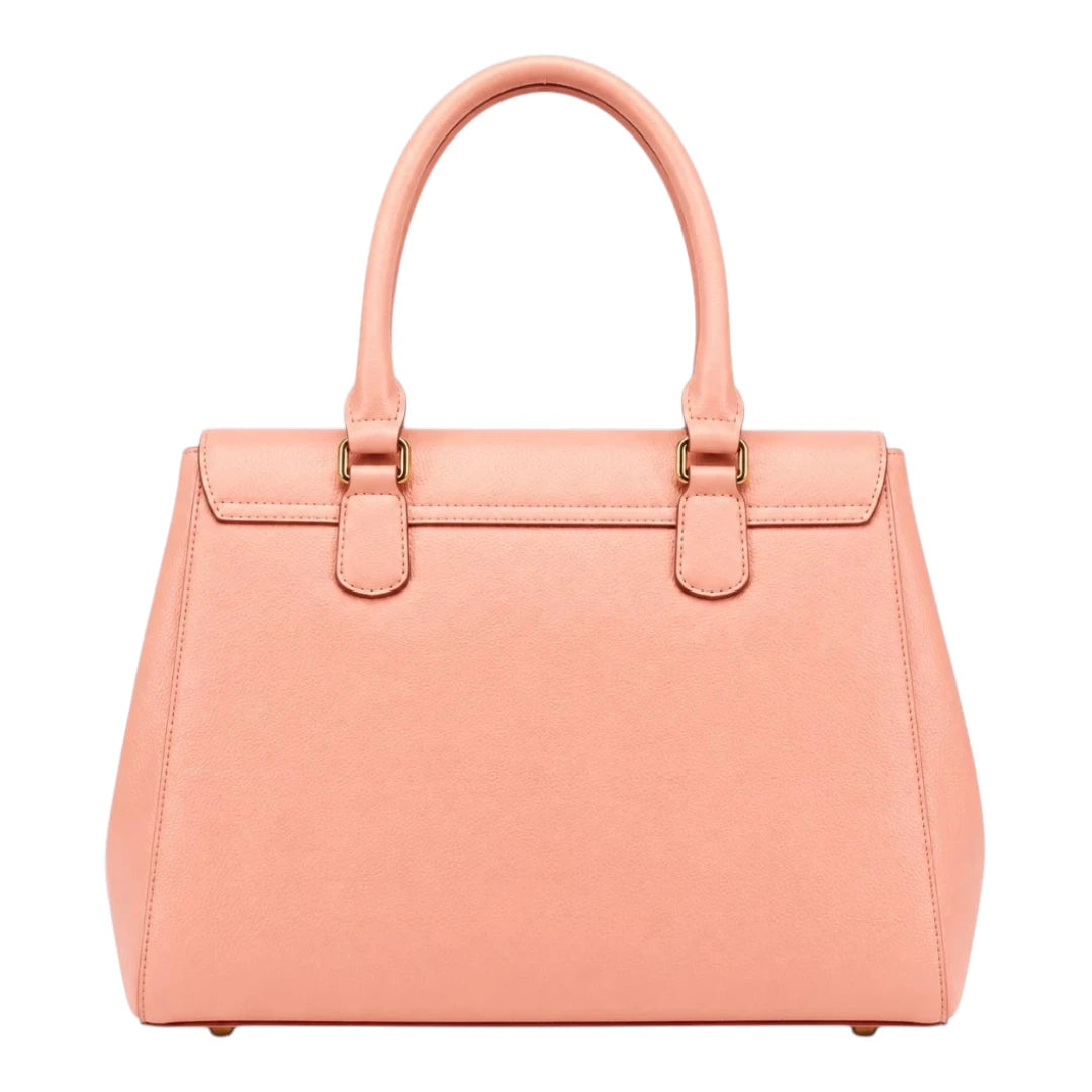 Bagrax Elegant Peach Leather Handbag Structured Top Handle