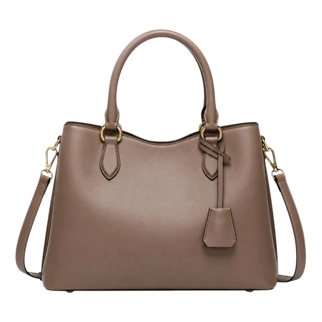 Bagrax Elegant Taupe Leather Handbag Premium Women’s Tote