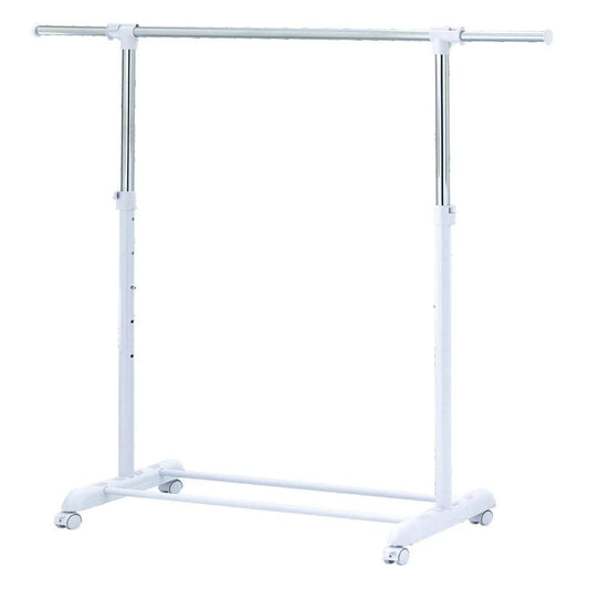 Adjustable Rolling Garment Rack Metal Chrome, White